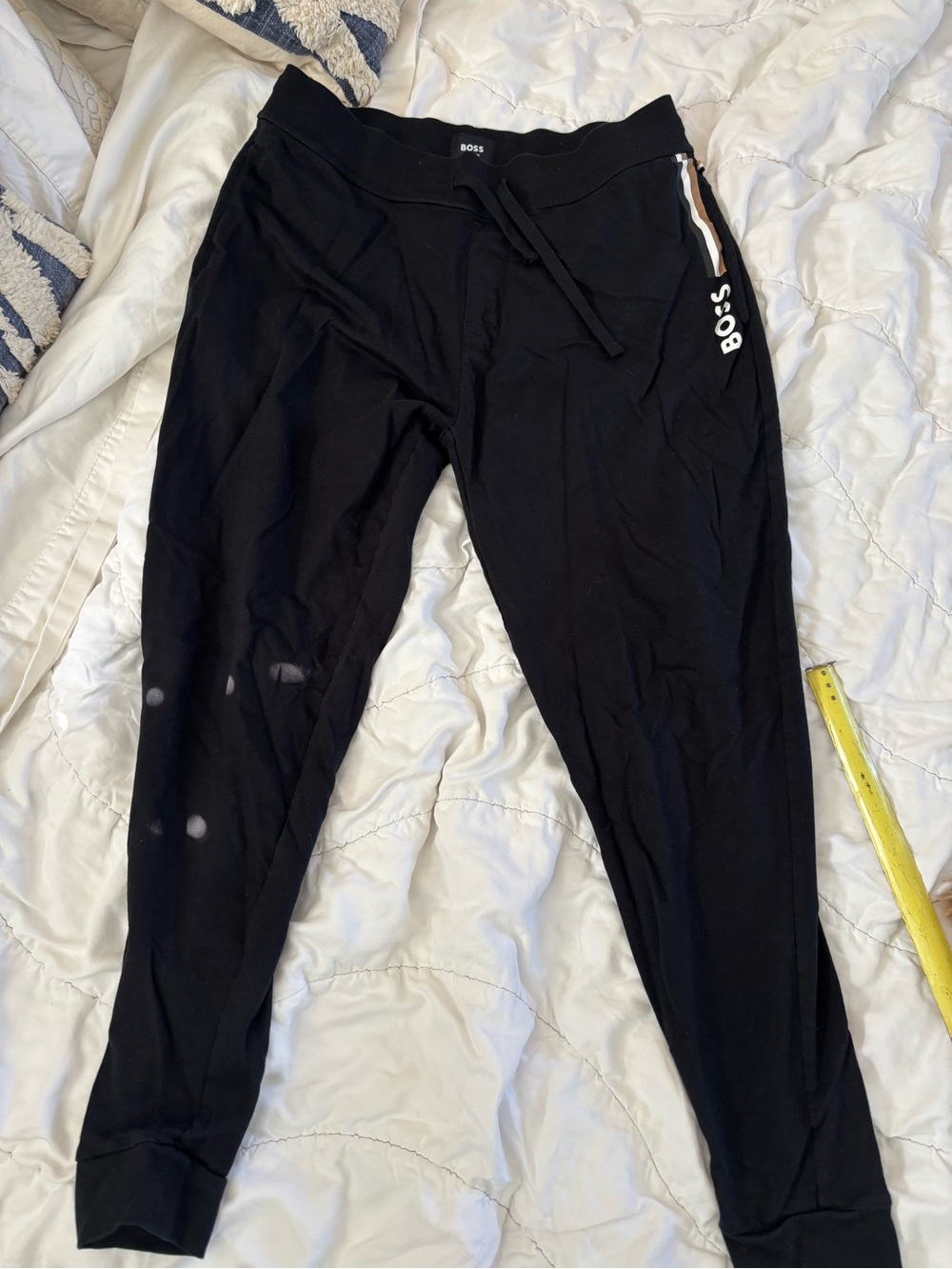 BOSS Hugo Boss Mens Medium Black Homewear Joggers Sweatpants Striped Logo M